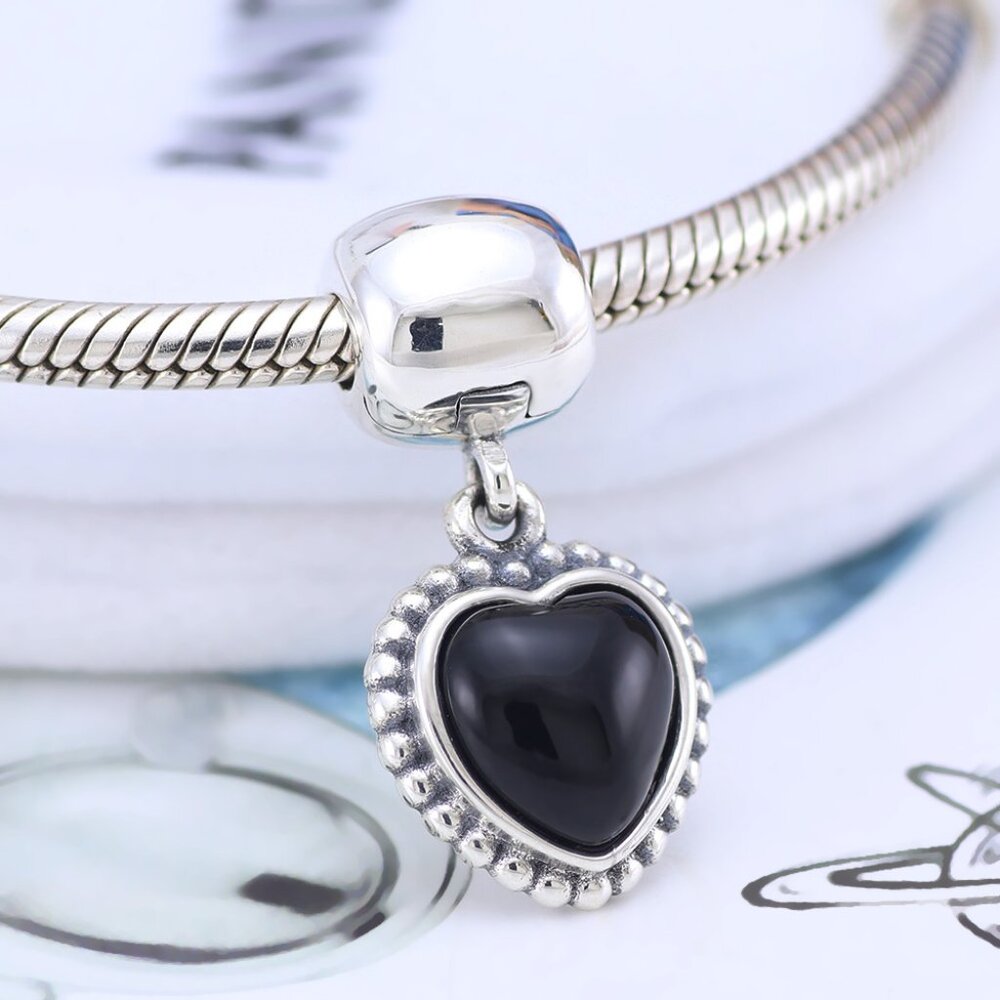 Pandora Black Onyx Evil Heart Clip Charm for Bracelet & Necklace World Cup Sale